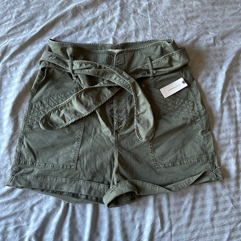 Anthropologie High Waist Shorts - Olive Green